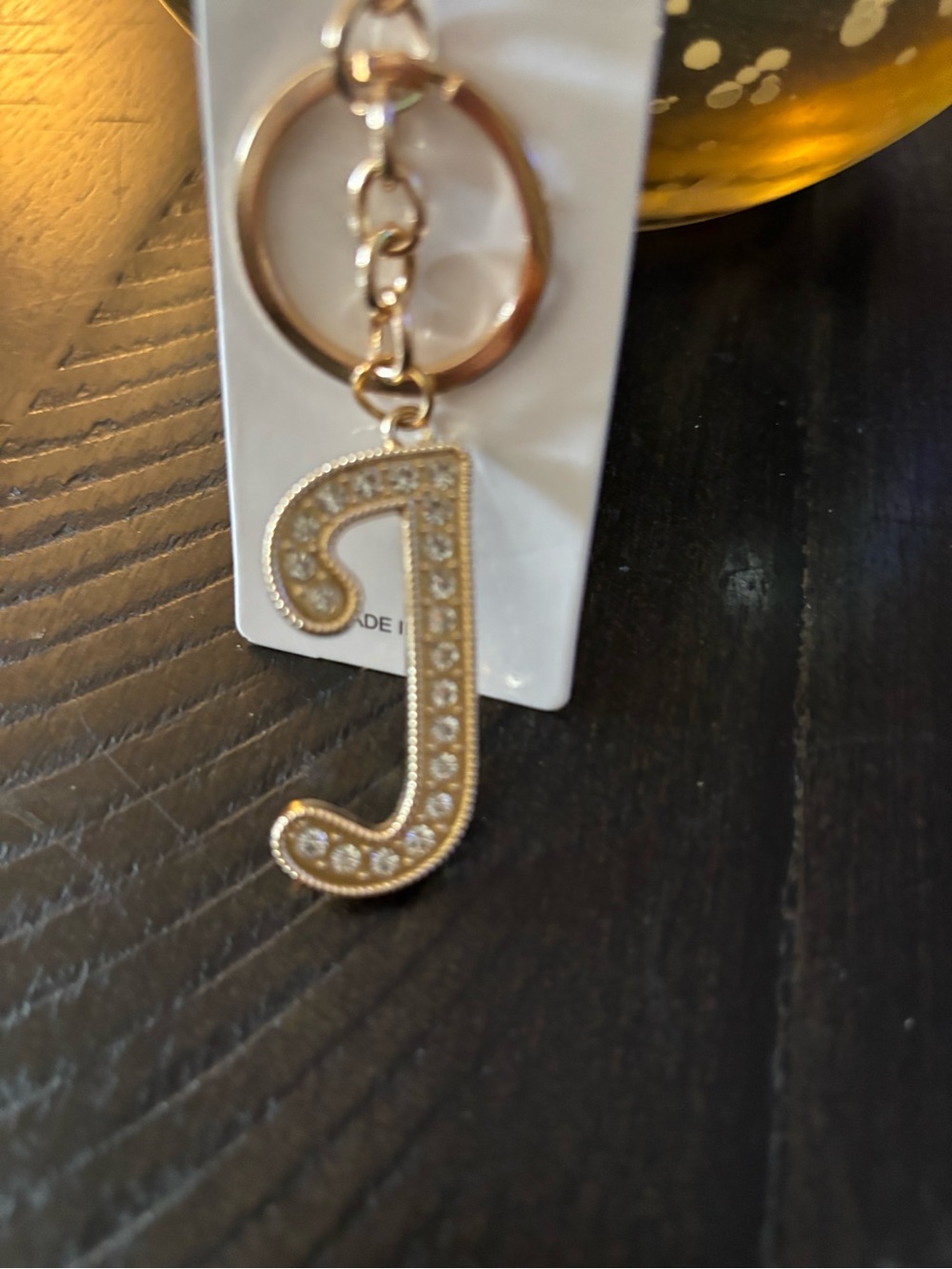 ✨ Charm/Keychain -Bling Rhinestone Initial "J" Gold-Tone Charm ✨